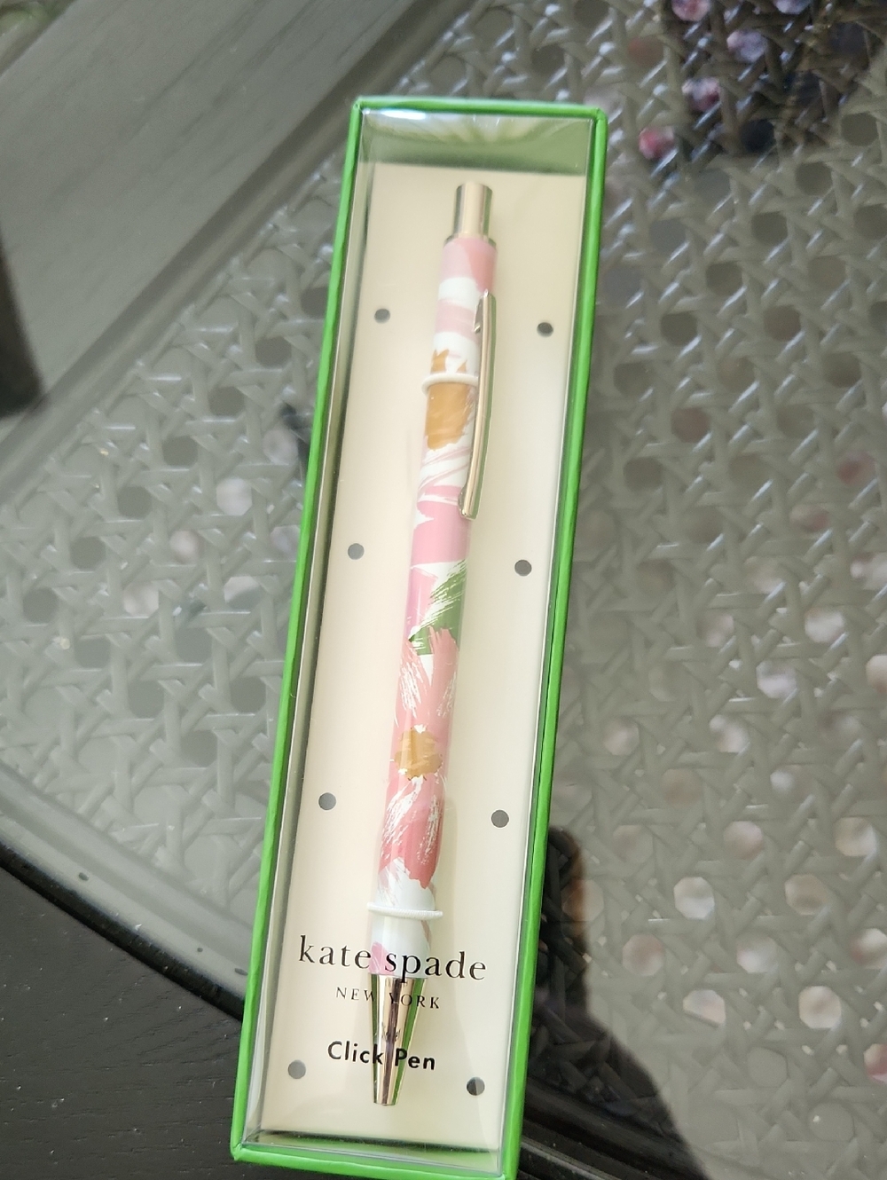 kate spade Pink Floral Ballpoint Pen with Gold Trim